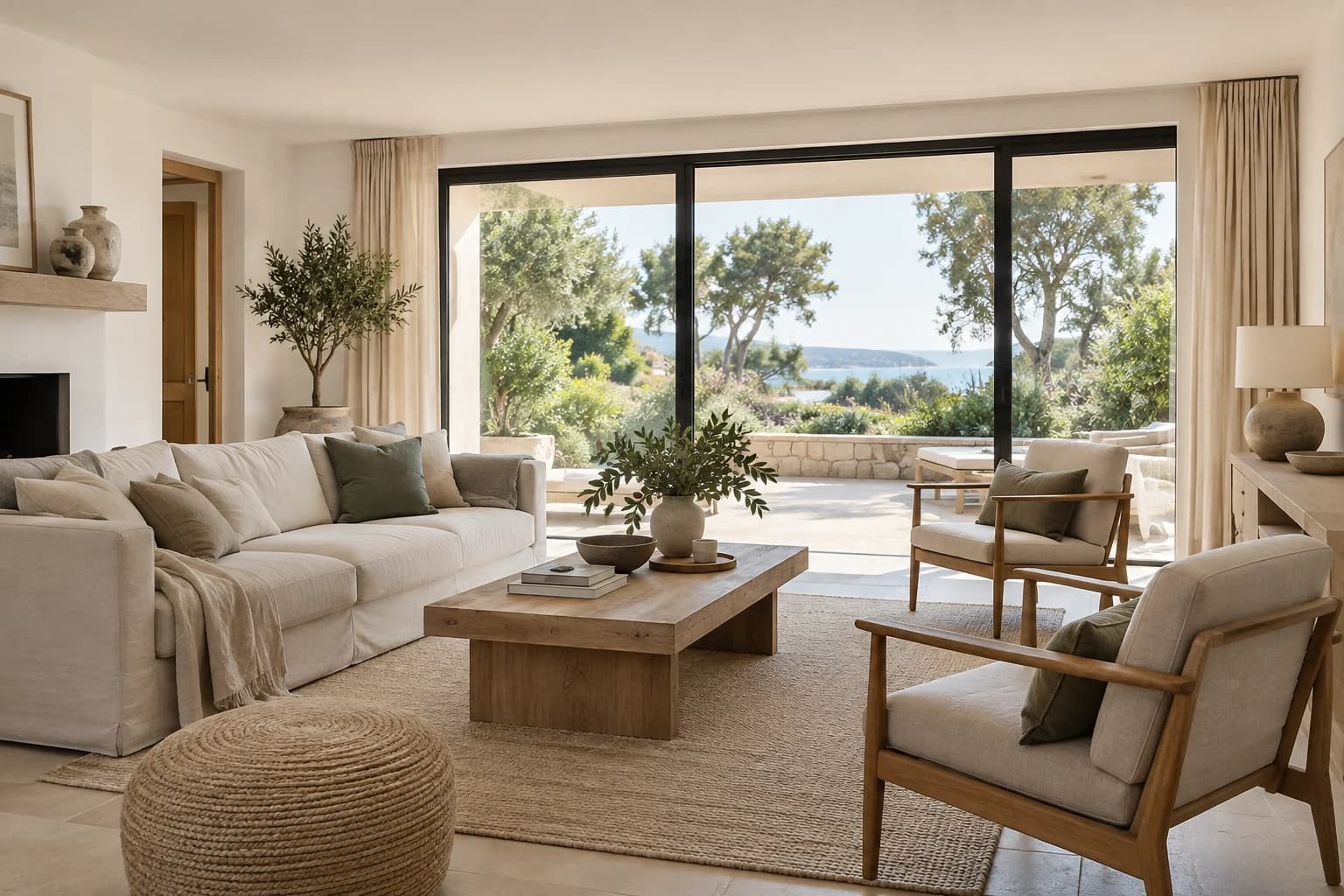 Intérieur lumineux aux matières naturelles.